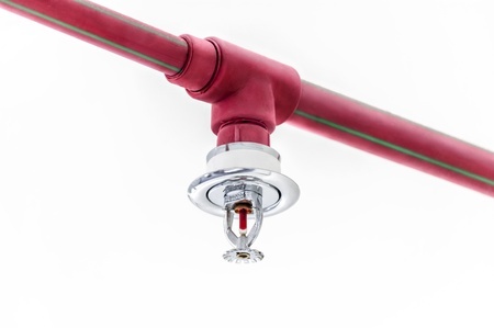 red pipe with fire sprinkler attached - One Environmental